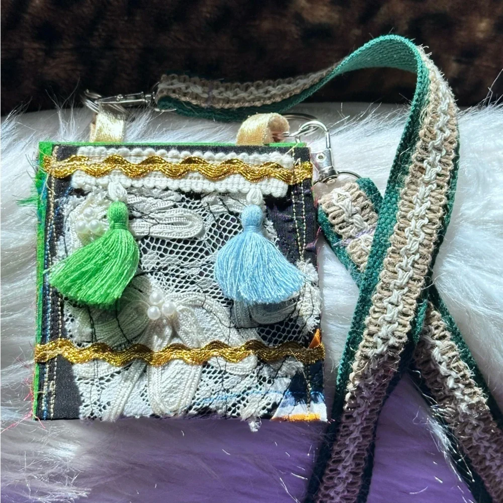RUBYRUDI Necklace Purse, Hand Crafted, Amulet Wallet Pouch Artisan OOAK Signed